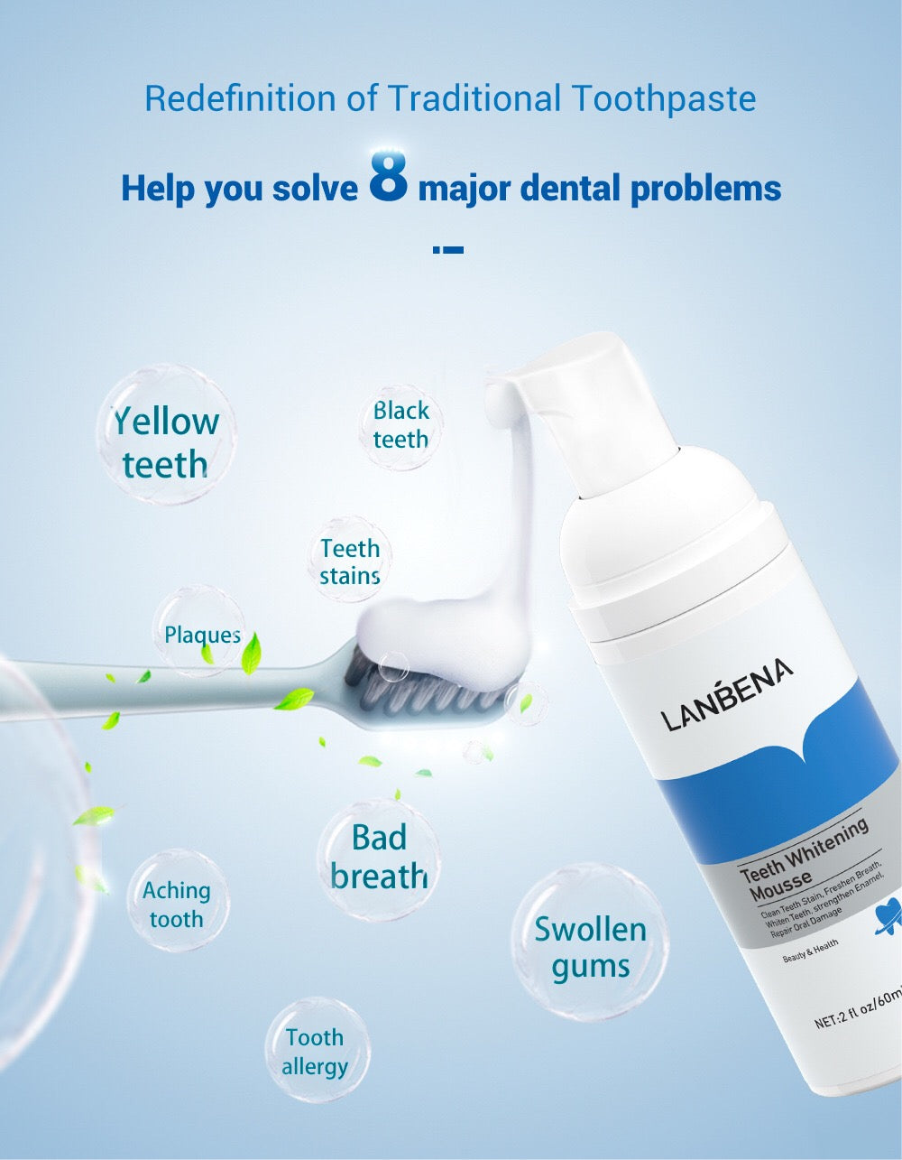 Lanbena teeth whitening mousse